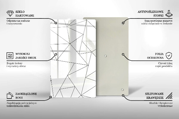 Osłona na ścianę do kuchni Białe trójkąty