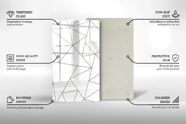 Osłona na ścianę do kuchni Białe trójkąty