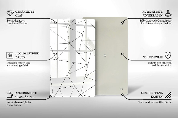 Osłona na ścianę do kuchni Białe trójkąty