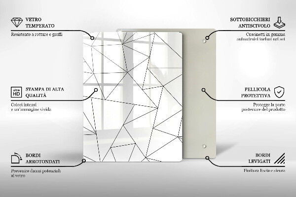 Osłona na ścianę do kuchni Białe trójkąty