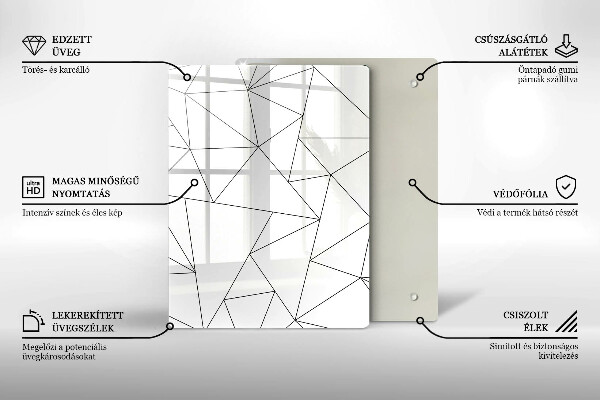 Osłona na ścianę do kuchni Białe trójkąty