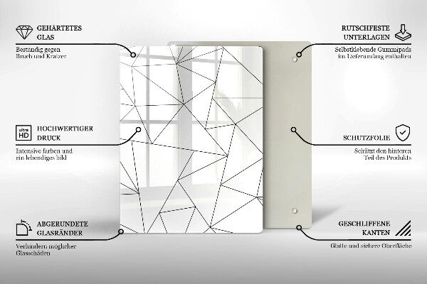 Osłona na ścianę do kuchni Białe trójkąty