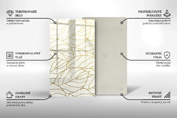 Osłona ściany przy kuchence gazowej Wzór line-art liście