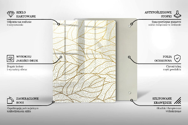 Osłona ściany przy kuchence gazowej Wzór line-art liście