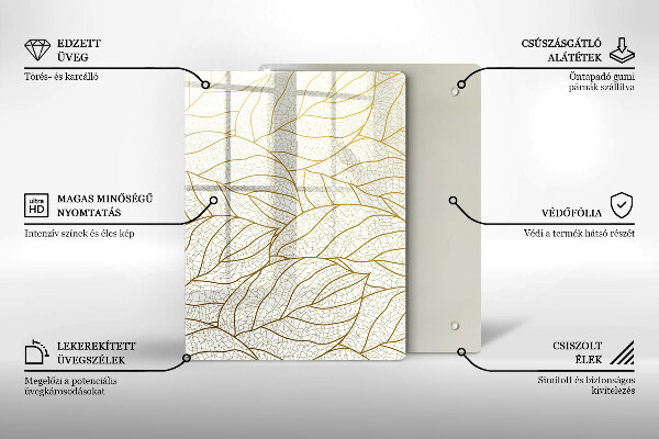 Osłona ściany przy kuchence gazowej Wzór line-art liście