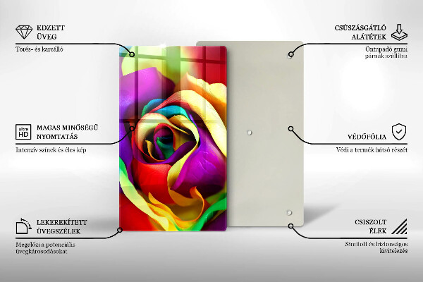 Osłona ściany przy kuchence gazowej Barwne płatki róży