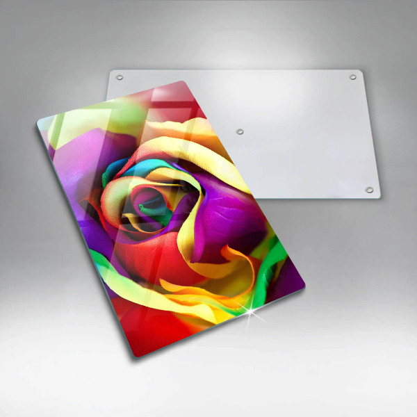 Osłona ściany przy kuchence gazowej Barwne płatki róży