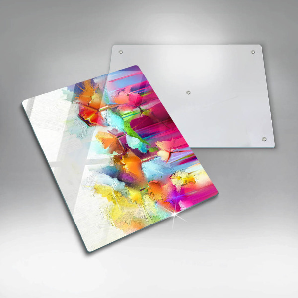 Osłona ściany przy kuchence gazowej Malowane farbami kwiaty