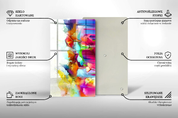 Osłona ściany przy kuchence gazowej Malowane farbami kwiaty