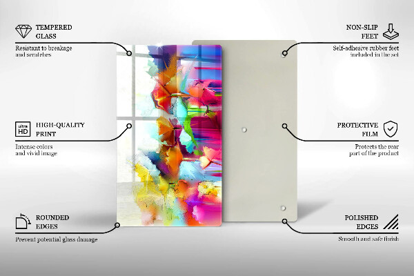 Osłona ściany przy kuchence gazowej Malowane farbami kwiaty