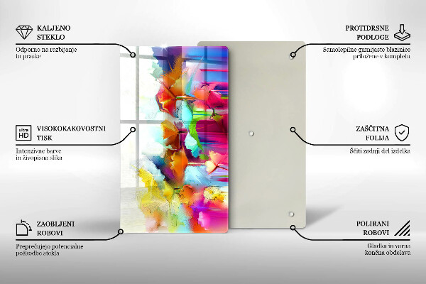 Osłona ściany przy kuchence gazowej Malowane farbami kwiaty