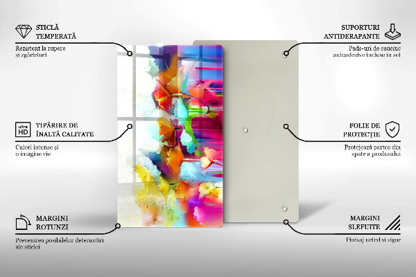 Osłona ściany przy kuchence gazowej Malowane farbami kwiaty