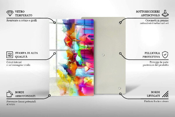 Osłona ściany przy kuchence gazowej Malowane farbami kwiaty