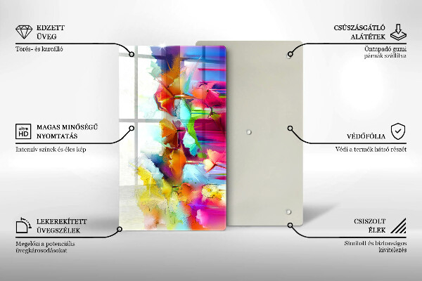 Osłona ściany przy kuchence gazowej Malowane farbami kwiaty