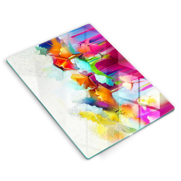 Osłona ściany przy kuchence gazowej Malowane farbami kwiaty