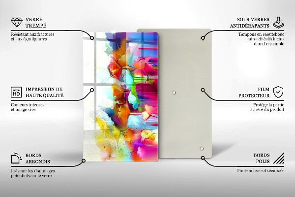 Osłona ściany przy kuchence gazowej Malowane farbami kwiaty