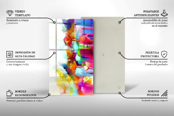 Osłona ściany przy kuchence gazowej Malowane farbami kwiaty