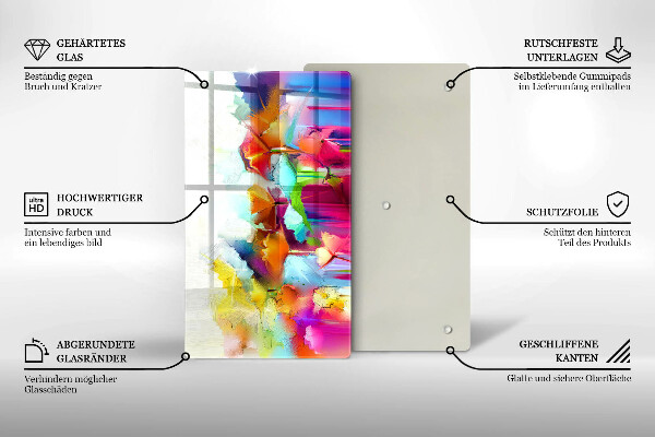 Osłona ściany przy kuchence gazowej Malowane farbami kwiaty