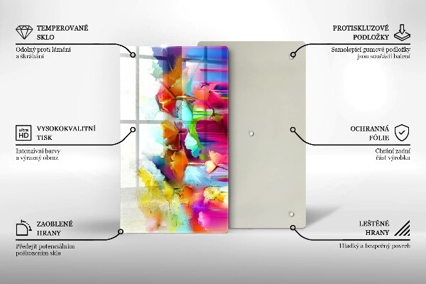 Osłona ściany przy kuchence gazowej Malowane farbami kwiaty