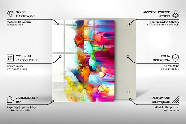 Osłona ściany przy kuchence gazowej Malowane farbami kwiaty