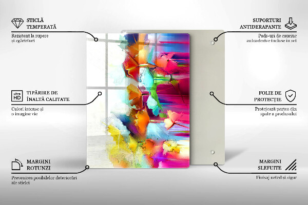 Osłona ściany przy kuchence gazowej Malowane farbami kwiaty