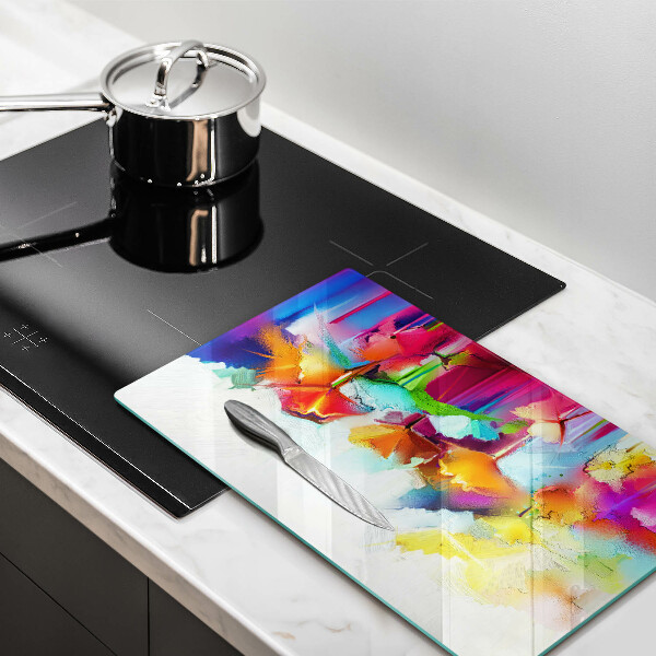 Osłona ściany przy kuchence gazowej Malowane farbami kwiaty