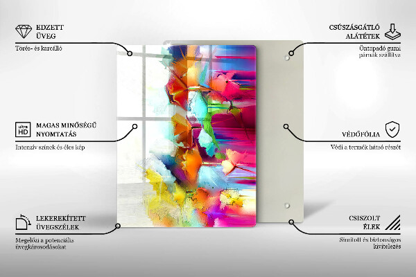 Osłona ściany przy kuchence gazowej Malowane farbami kwiaty