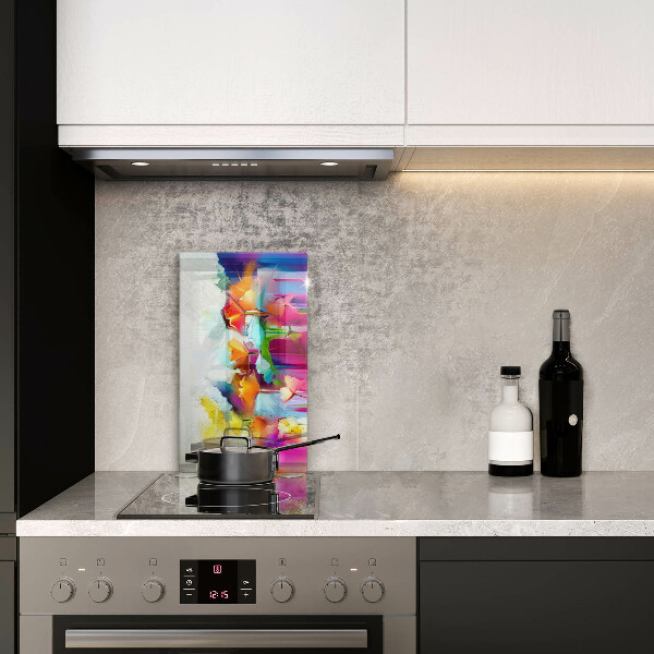 Osłona ściany przy kuchence gazowej Malowane farbami kwiaty