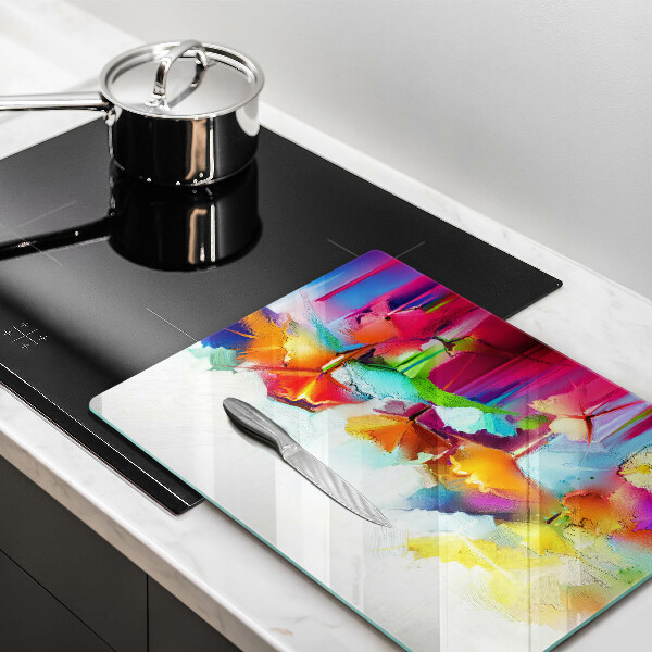 Osłona ściany przy kuchence gazowej Malowane farbami kwiaty