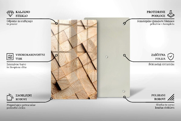 Osłona ściany przy kuchence gazowej Drewniane kwadraty