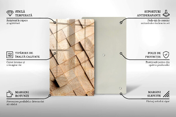 Osłona ściany przy kuchence gazowej Drewniane kwadraty
