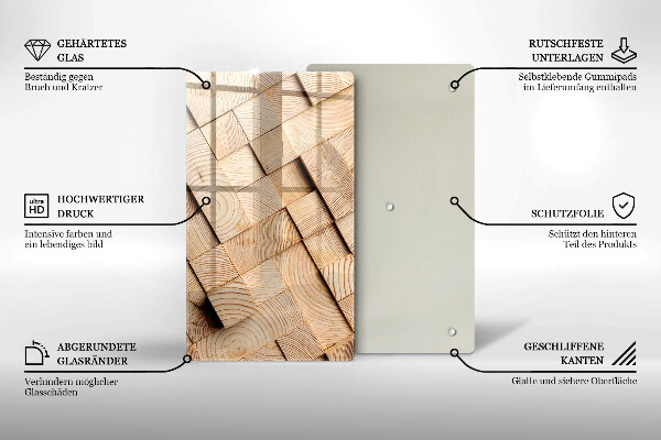Osłona ściany przy kuchence gazowej Drewniane kwadraty