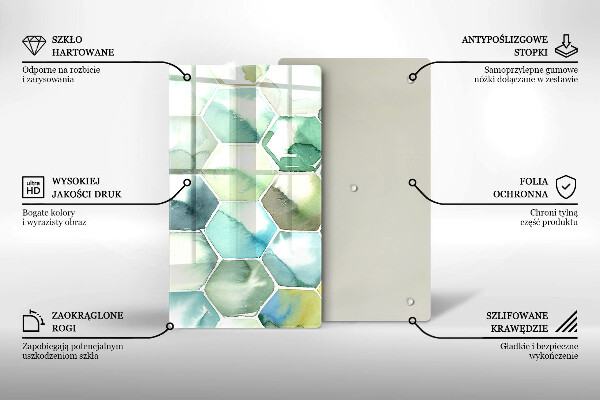 Osłona ściany przy kuchence gazowej Akwarelowe heksagony