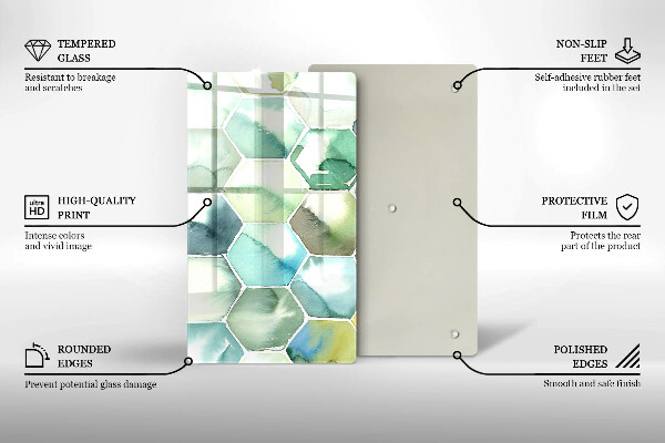 Osłona ściany przy kuchence gazowej Akwarelowe heksagony