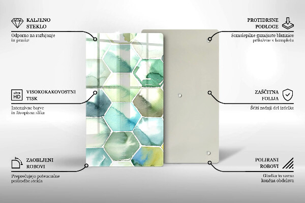 Osłona ściany przy kuchence gazowej Akwarelowe heksagony