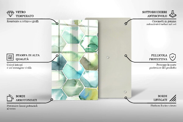 Osłona ściany przy kuchence gazowej Akwarelowe heksagony