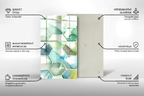 Osłona ściany przy kuchence gazowej Akwarelowe heksagony