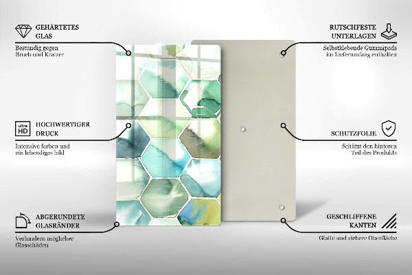 Osłona ściany przy kuchence gazowej Akwarelowe heksagony