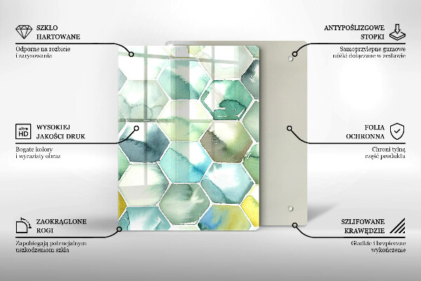 Osłona ściany przy kuchence gazowej Akwarelowe heksagony