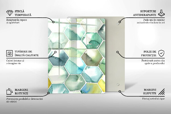 Osłona ściany przy kuchence gazowej Akwarelowe heksagony