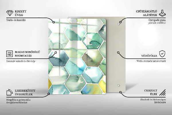 Osłona ściany przy kuchence gazowej Akwarelowe heksagony