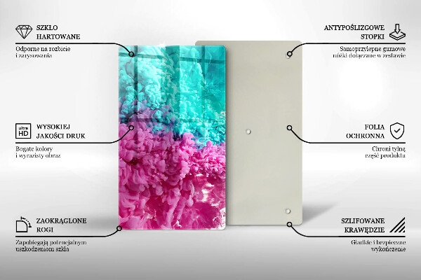 Płyta ochronna na indukcję Turkusowo-różowy dym