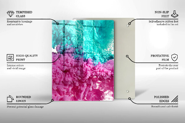 Płyta ochronna na indukcję Turkusowo-różowy dym