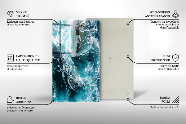 Płyta ochronna na indukcję Spieniona fale wody
