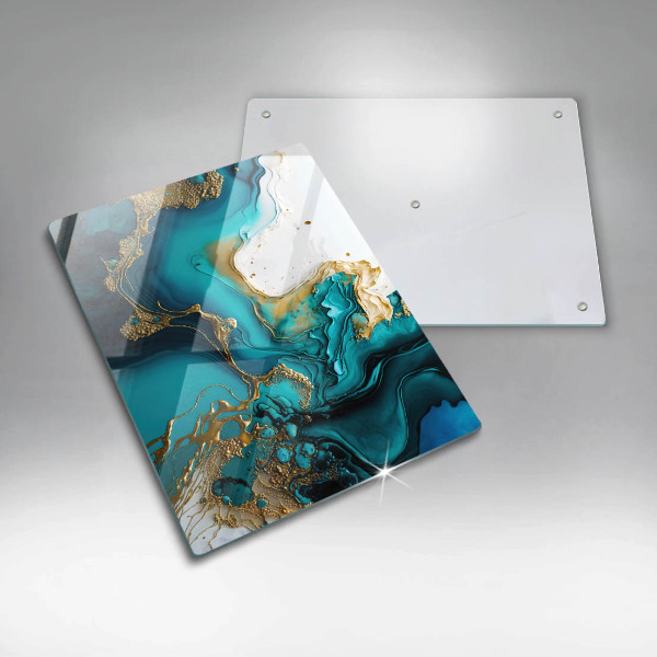 Osłona na ścianę w kuchni Turkusowa abstrakcja