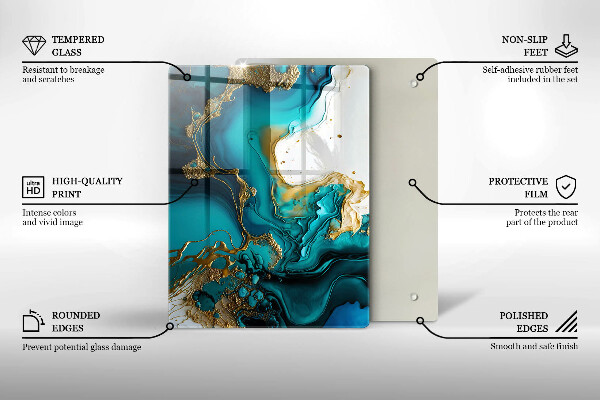 Osłona na ścianę w kuchni Turkusowa abstrakcja