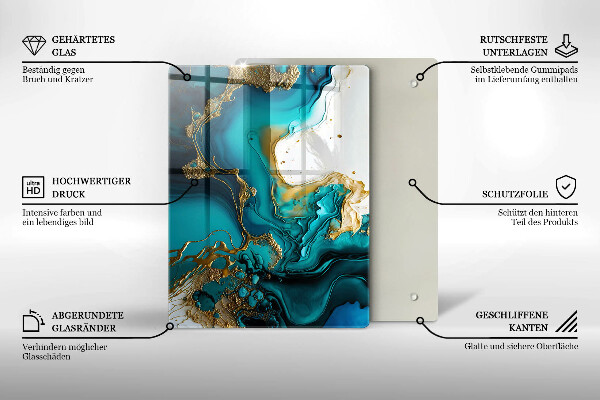 Osłona na ścianę w kuchni Turkusowa abstrakcja
