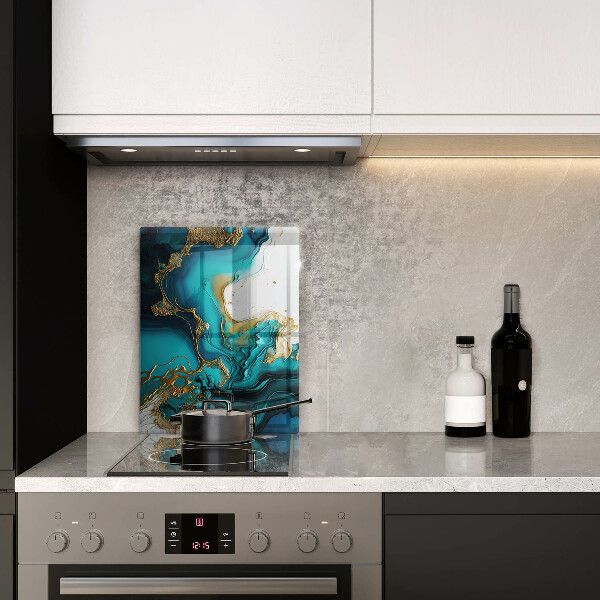 Osłona na ścianę w kuchni Turkusowa abstrakcja