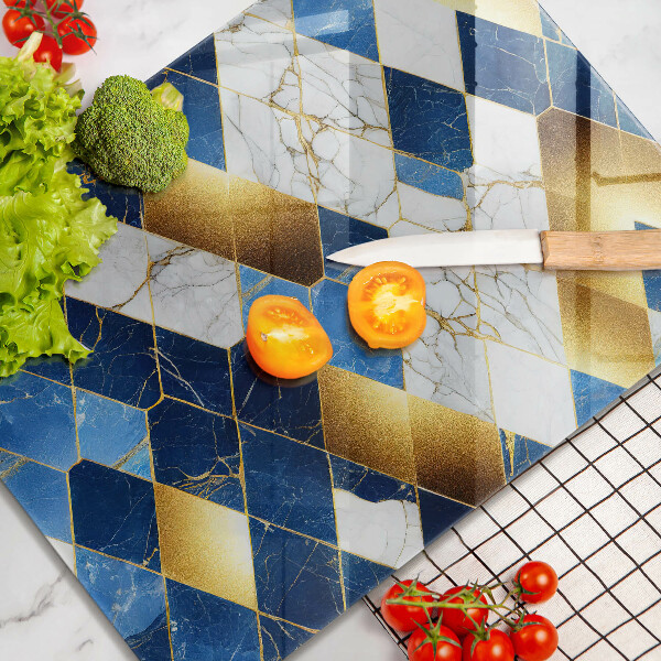 Osłona na ścianę w kuchni Złote romby marmur