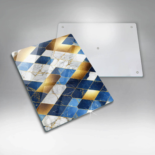 Osłona na ścianę w kuchni Złote romby marmur